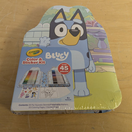 Crayola Bluey Art Kit for Kids (45pcs), Bluey Coloring Book Pages & Stickers for