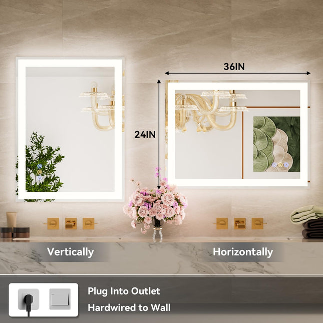 Callsky - 24 x 36 Inch LED Bathroom Mirror with Front and Backlit Lighting, Sepa