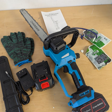 Chainsaw Cordless 12 Inch, Electric Chain Saw with 2 * 4000mAh Rechargeable Batt