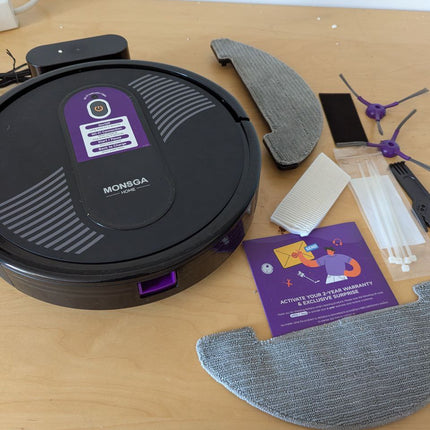 MONSGA Robot Vacuums and mop, Powerful Suction Robotic Vacuum, 140Min Runtime, V