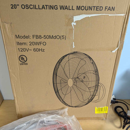 LCVZTECH 20 inch Wall Mount Fan Oscillating, 3-Speed 5500 CFM High Velocity Indu