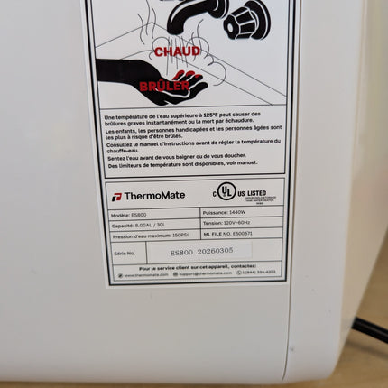 ThermoMate ES800 Electric Tank Water Heater, 8 Gallon 1440W Point of Use Mini Hot Water Tank, 120V Plug-In, UL Listed