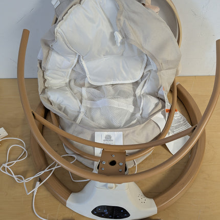 Monamii Bluetooth Baby Swing for Infants, 5 Sway Motions, 10 Melodies, Remote Control & Auto-Rocking, Light Beige