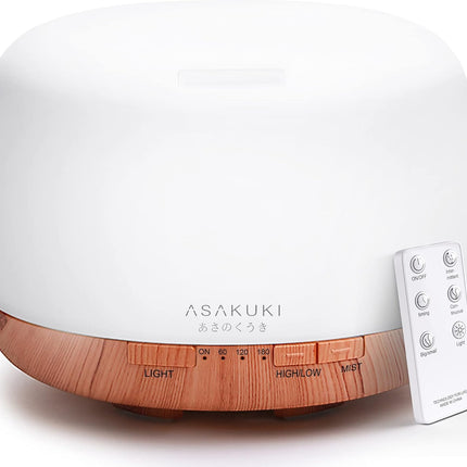 ASAKUKI 500ml Essential Oil Diffuser, 5 in 1 Premium Ultrasonic Aromatherapy Fra
