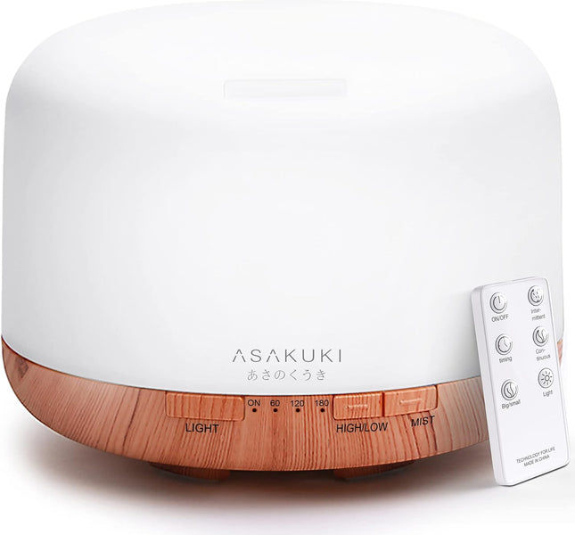 ASAKUKI 500ml Essential Oil Diffuser, 5 in 1 Premium Ultrasonic Aromatherapy Fra