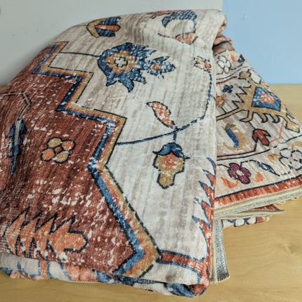 Aopota Washable Area Rug - 8x10, Low Pile, Distressed Boho, Non-Slip, Ultra-Thin