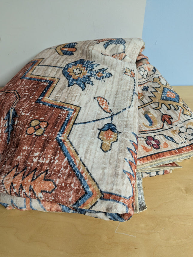 Aopota Washable Area Rug - 8x10, Low Pile, Distressed Boho, Non-Slip, Ultra-Thin