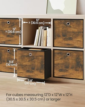 SONGMICS Cube Storage Bins, Set of 6 Storage Baskets with Handles, Foldable, Oxf