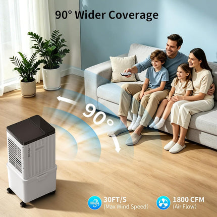 SimerSure 3-in-1 Portable Evaporative Air Cooler with Removable Water Tank, Ice Packs, Timer & Remote Control