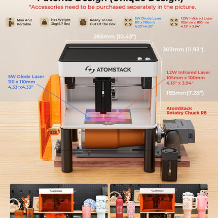 Only 5w! ATOMSTACK P1 Dual Laser Engraver, 5W Diode