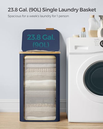 SONGMICS Laundry Hamper with Lid, Large Laundry Basket, 23.8 Gallons (90L), Remo