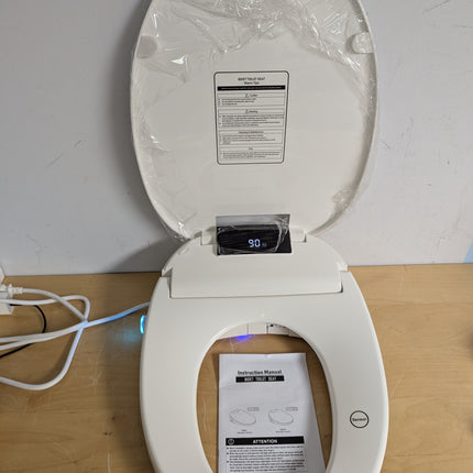 WLJBIDET O80KL Elongated Bidet Toilet Seat with Warm Water Wash & Air Drying, Heated Seat, Remote Control & Nightlight