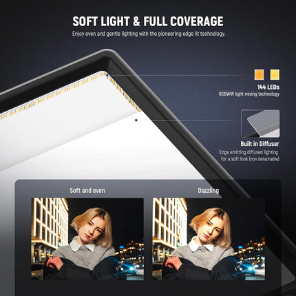 NEEWER 192 LED Video Light Panel, 20W Ultra Thin Bi-Color 3200-5600K with 8000mAh Battery & Cold Shoe Mount