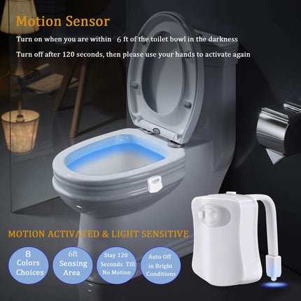 2-Pack Toilet Night Lights Motion Detection 8-Color Change Sensor Activated, Kom