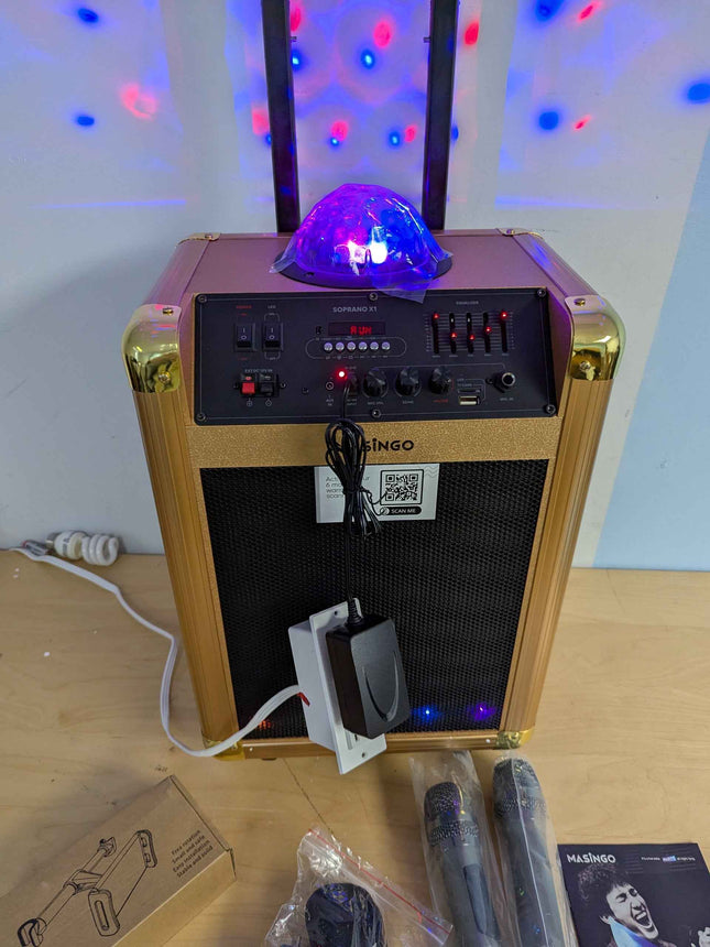 MASINGO Karaoke Machine for Adults and Kids with 2 Bluetooth Wireless Microphone