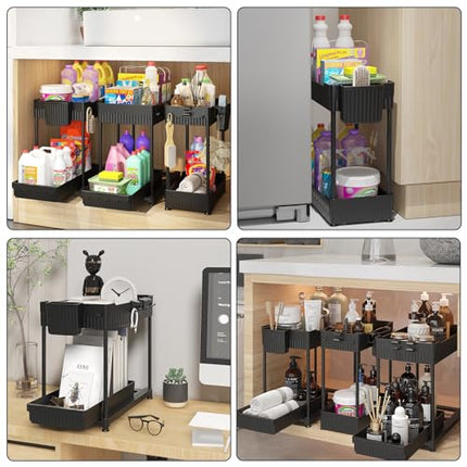 Sevenblue Under Sink Organizer 3 Pack, Bathroom Organizers, 2 Tier Multi-Use kit