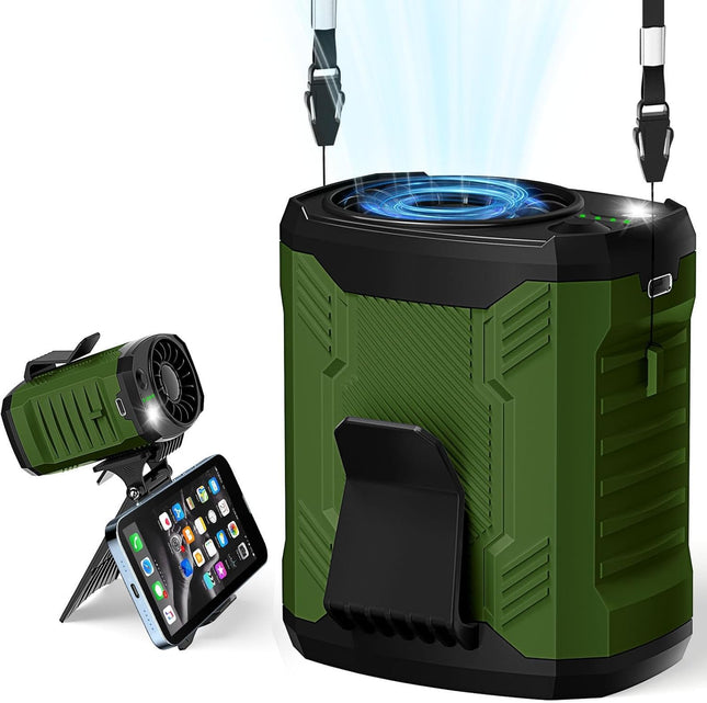 FlarePoint Portable 4-in-1 Waist/Neck/Desk Fan with Phone Stand & LED Light | 10