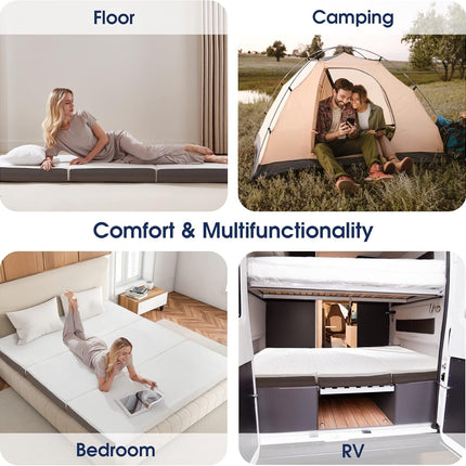 BedLuxury 4 Inch Tri Folding Mattress Twin Size with Storage Bag, Foldable Memor