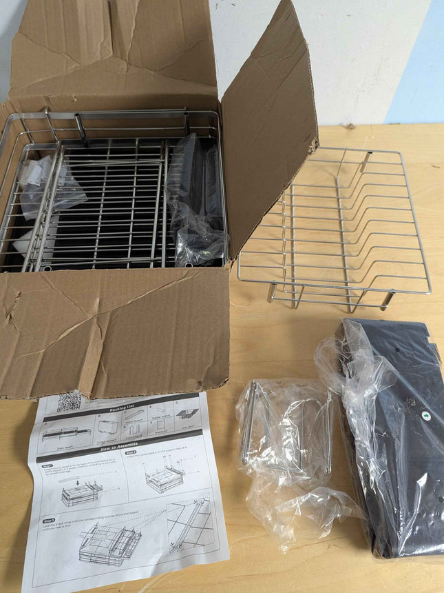 Large 2 Tier Dish Drying Rack, Extendable Dish Rack, Stainless Steel Anti-Rust D