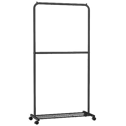 SONGMICS Clothes Rack with Wheels, 35.8 Inch Middle-Rod Garment Rack, Clothing R