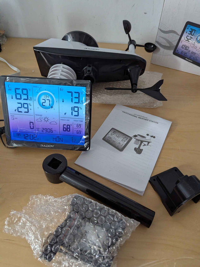 Raddy VP7 Weather Station Indoor Outdoor Thermometer Wireless Color Display Atom