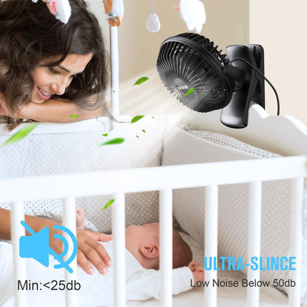 BESKAR USB Powered Clip on Fan, Portable Small Fan with Cord, 3 Speeds Strong Ai