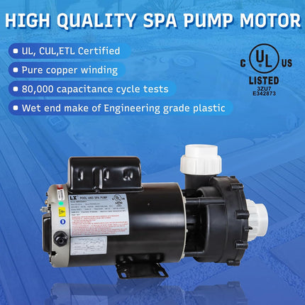 LINGXIAO LX 4HP 2-Speed Hot Tub Spa Pump, 220-240V, 2 Inch Ports