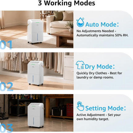 Dehumidifier for Basement with Drain Hose Max 34 Pints, KNKA 2500 Sq.Ft Dehumidi