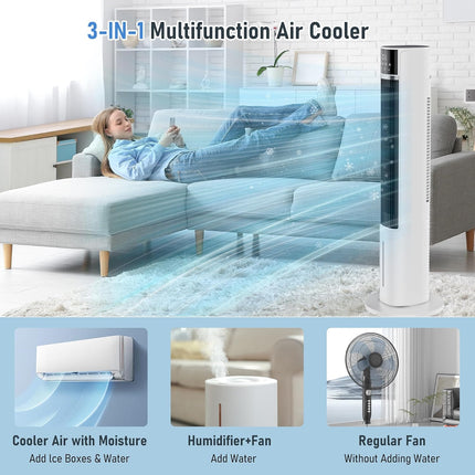 3-in-1 Evaporative Air Cooler, 40" Cooling Fan, 75° Oscillation, 3 Speeds 4 Mode