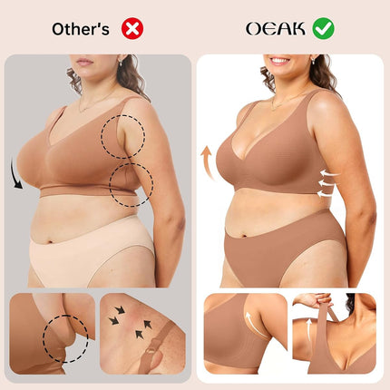 OEAK Womens Deep V Bras Comfortable Bras Support Push Up Bralettes Low Cut no Un