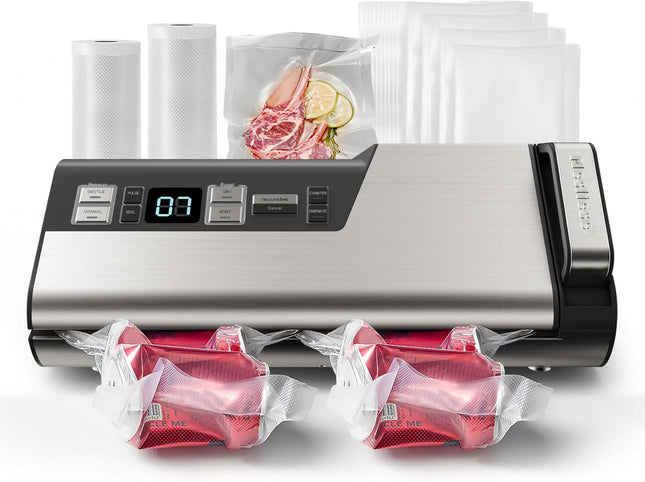 Mesliese Vacuum Sealer Machine, 95kPa 140W Double Seal Powerful Food Sealer, One