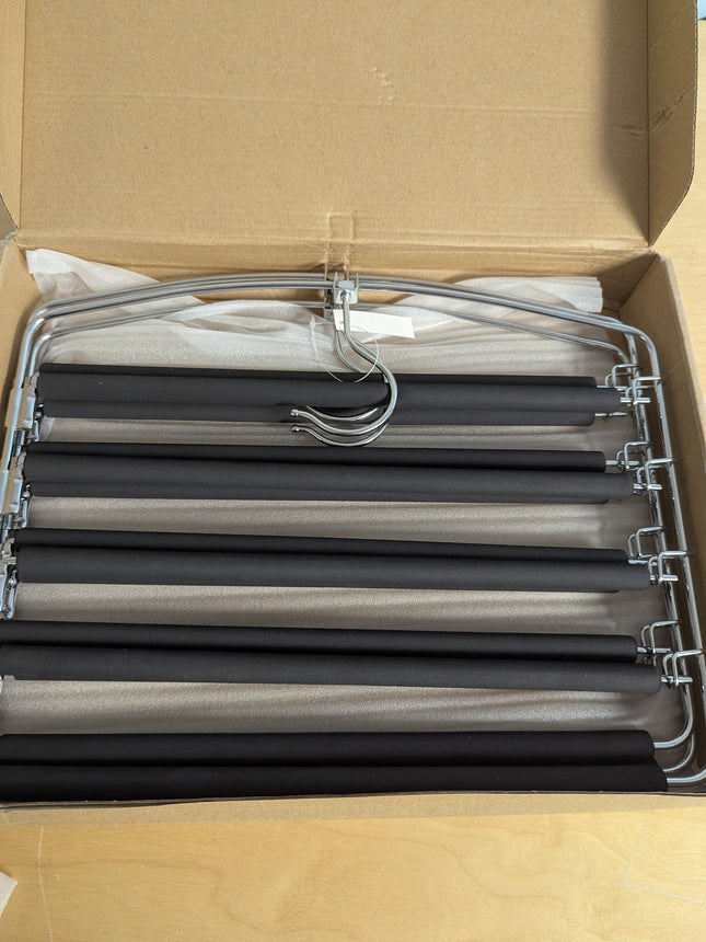 SONGMICS Trouser Hanger, Set of 3 Metal Clothes Hangers, Multiple Levels, Space