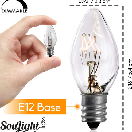 7 Watt Night Light Replacement Bulbs - 12 Pack Salt Lamps, Crystal Clear Glass,C