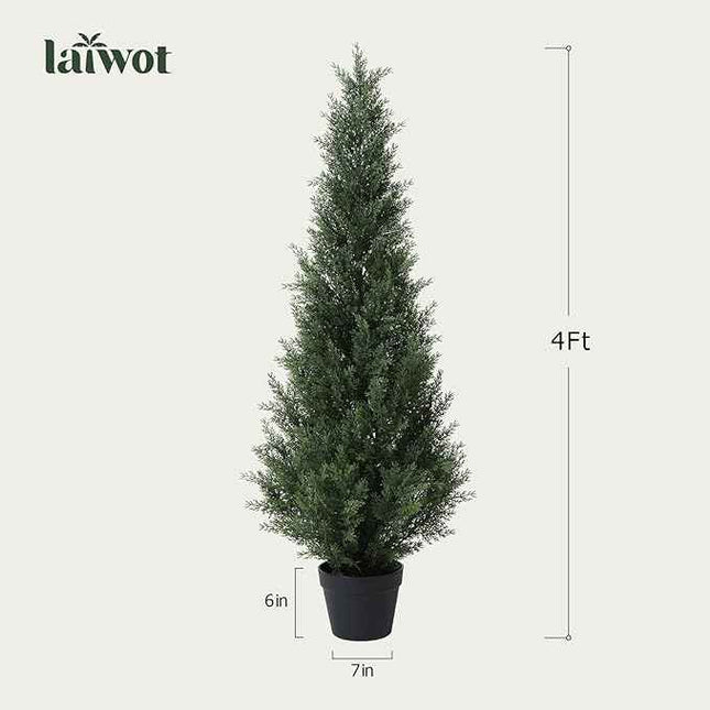 Laiwot 4FT Artificial Cedar Topiary Trees for Outdoors Potted Fake Cypress Trees Faux Evergreen Plants for Home Porch Decor Set of 2 https://a.co/d/0cPA0UZ9