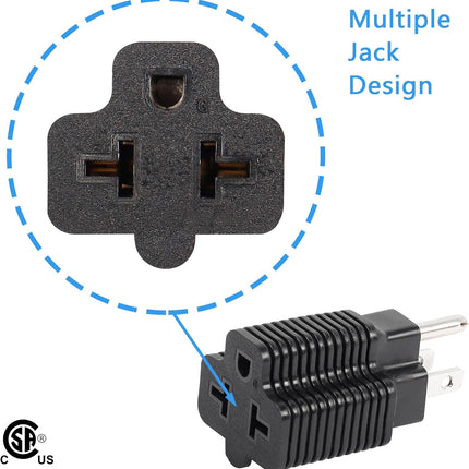 CERRXIAN 4 in 1 15 Amp to 20 Amp Plug Adapter, NEMA 5-15P to 5-15R Adapter,5-15P