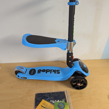 SKIDEE SP2 3-Wheel Kick Scooter for Kids 3-12, Adjustable Height, Removable Seat, LED Light-Up Wheels, Blue