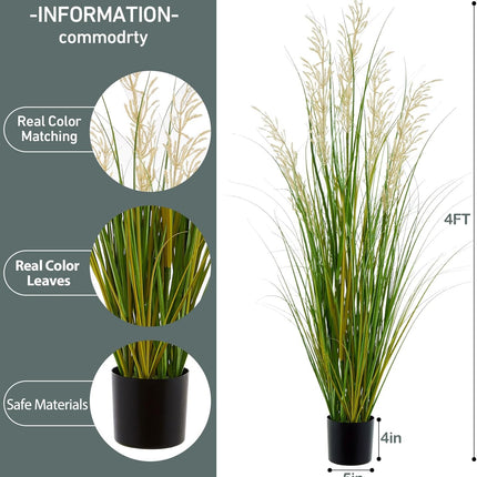 Artificial Plant, 47in Onion Grass Artificial Plant in Pot, Indoor Decorative Fl