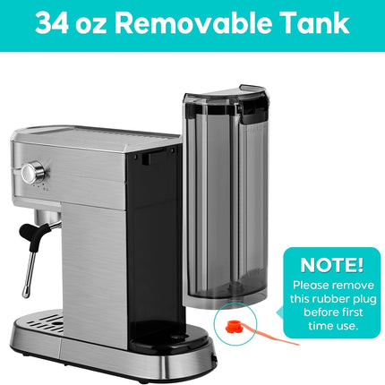 CASABREWS Espresso Machine 20 Bar, Compact Coffee Maker with 34oz Water Tank, Pr