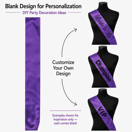 Pack of 6 Blank Satin Pageant Sashes for Princess, Beauty Queen, Homecoming, Win