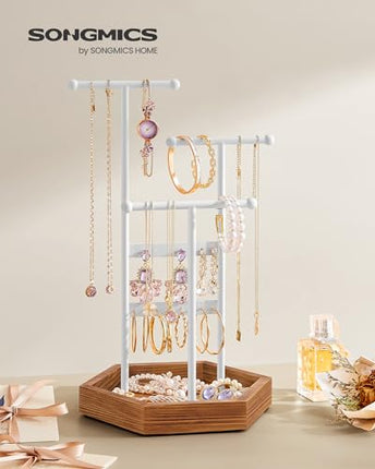 SONGMICS Jewelry Holder, Jewelry Organizer, 4 Independent Zones, Jewelry Display