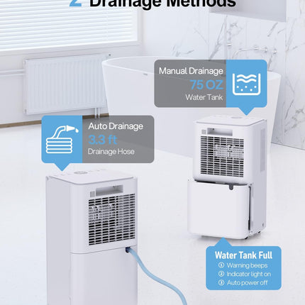 Dehumidifier 25 Pints/Day, Dehumidifier for Basement, Bedroom, with 3 Working Mo