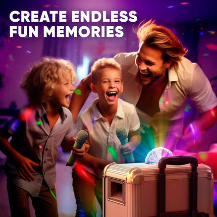 MASINGO Karaoke Machine for Adults and Kids with 2 Bluetooth Wireless Microphone