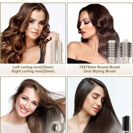 7MAGIC Hair Dryer Brush & 6 in 1 Hair Styler, Silver, 110 Volts, 1200 Watts, Ion