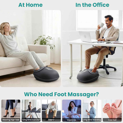 Nekteck Shiatsu Foot Massager Machine with Soothing Heat, Deep Kneading with air Compression, Improve Blood Circulation and Foot Wellness, Relax for Home or Office Use (Gray)