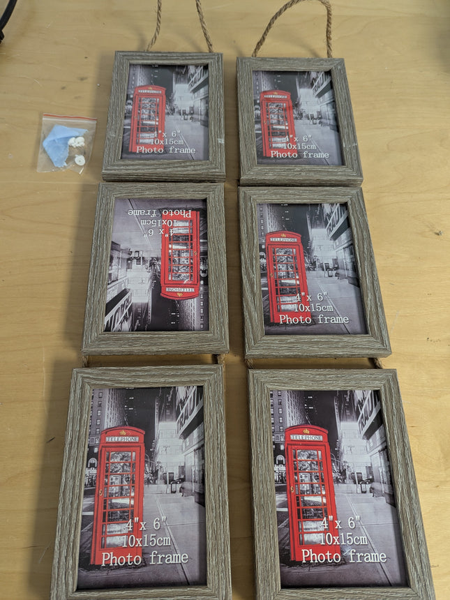 Amazing Roo 4x6 Hanging Triple Picture Frames Set of 2, Vertical Collage Rustic