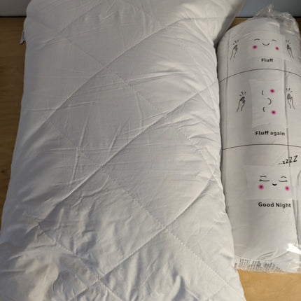 Set of 2 White Goose Feather Bed Pillows - Soft 600 Thread Count 100% Cotton, Me