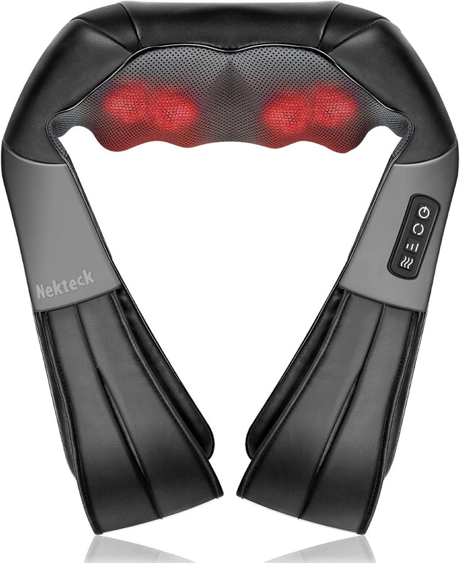 Nekteck Shiatsu Back Neck Massager, Deep Kneading Shoulder Massager with Heat, W