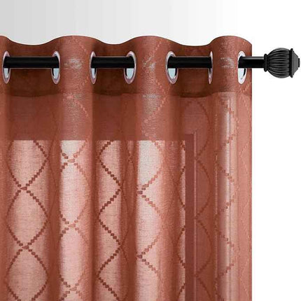 Sheer 52x84 Inch Curtains 2 Panel Set Grommet Diamond Linen Textured Semi Privac