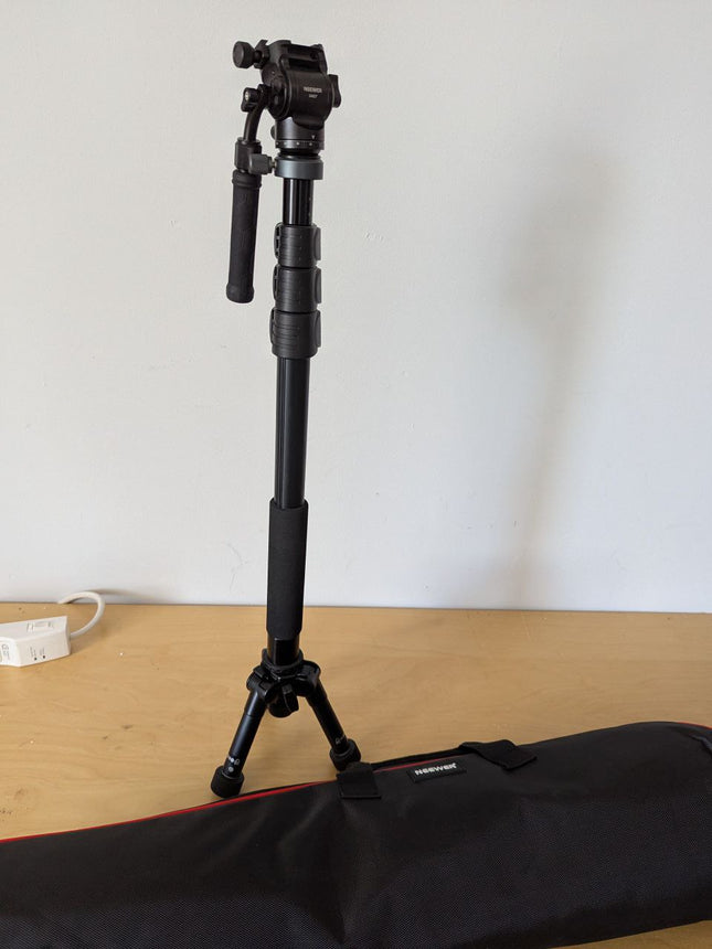 Neewer carbon fiber monopod with Fluid Head with +/-10° Leveling Base(⌀37mm), Me