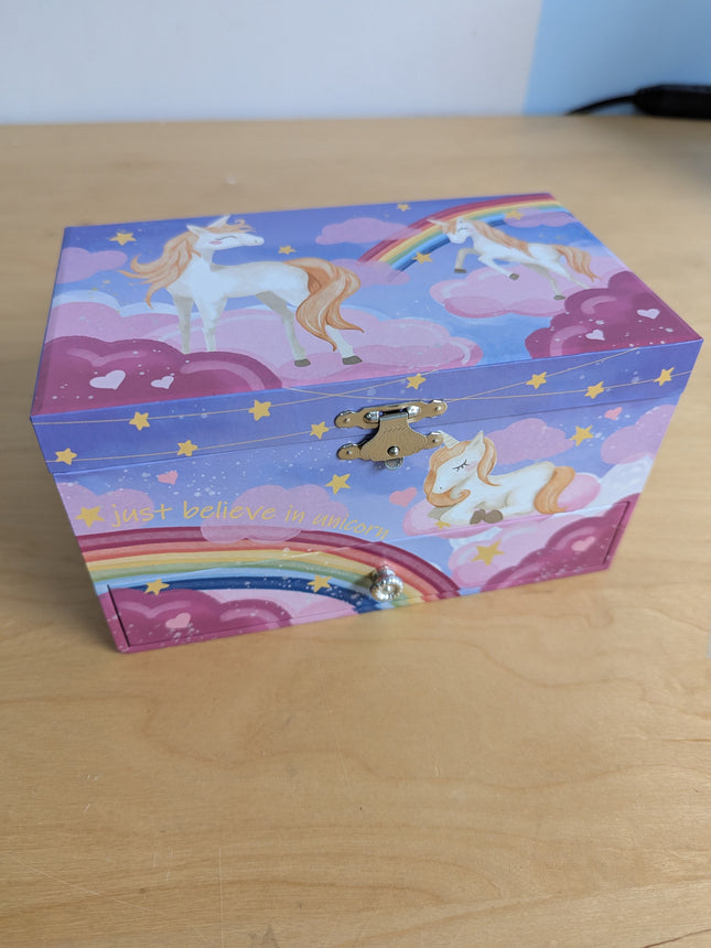 SONGMICS Music Jewelry Box, Ballerina Music Box, Rainbow and Unicorn, 7.5 x 4.3
